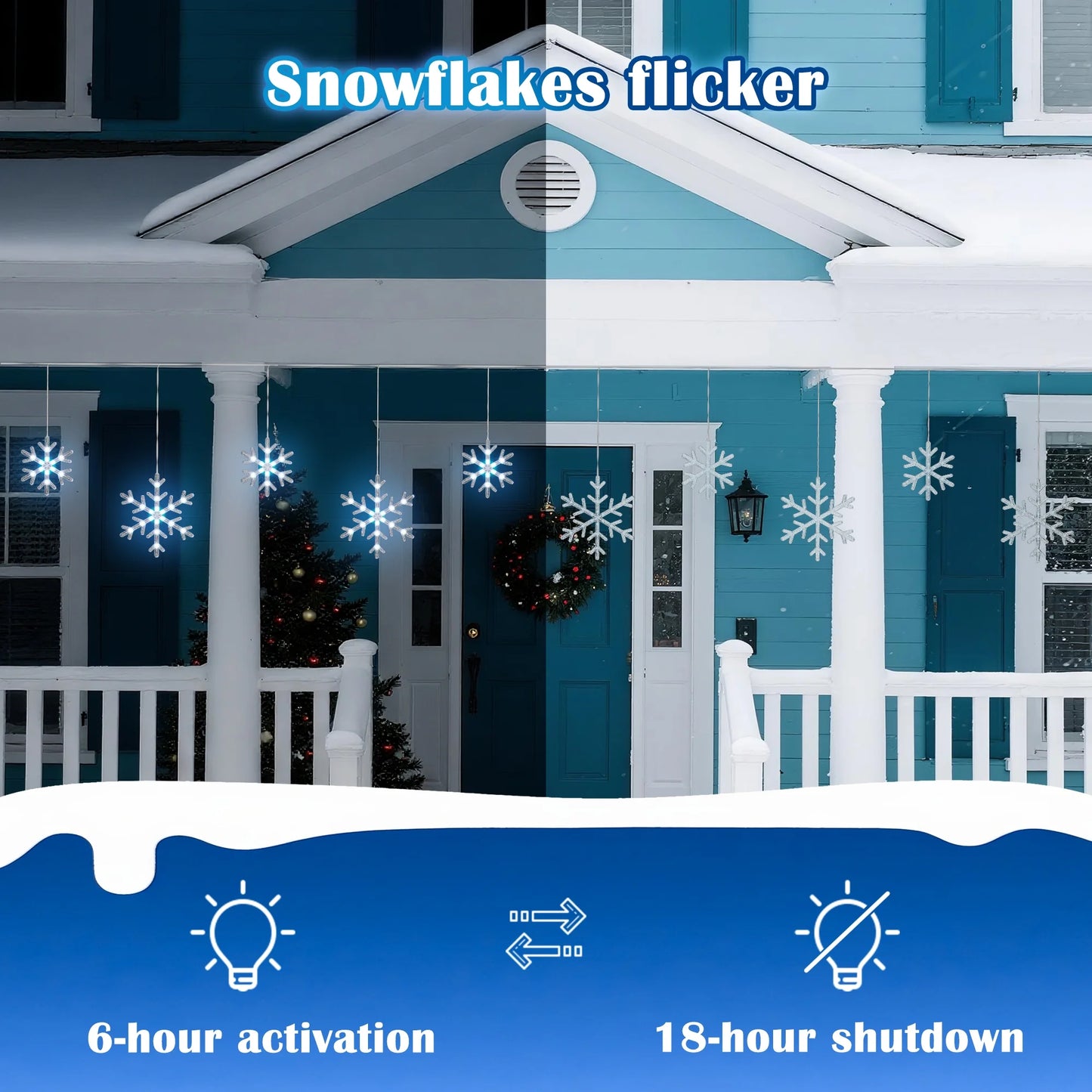 Brighten up your holidays with our stunning 9ft Christmas Snowflake String Lights! ❄️✨ Featuring 10 beautiful blue & cool white LEDs with a magical twinkle effect, these connectable, waterproof lights are perfect for your indoor and outdoor decor. Illuminate your eaves, garden, and yard in style! #HolidayDecor #ChristmasLights