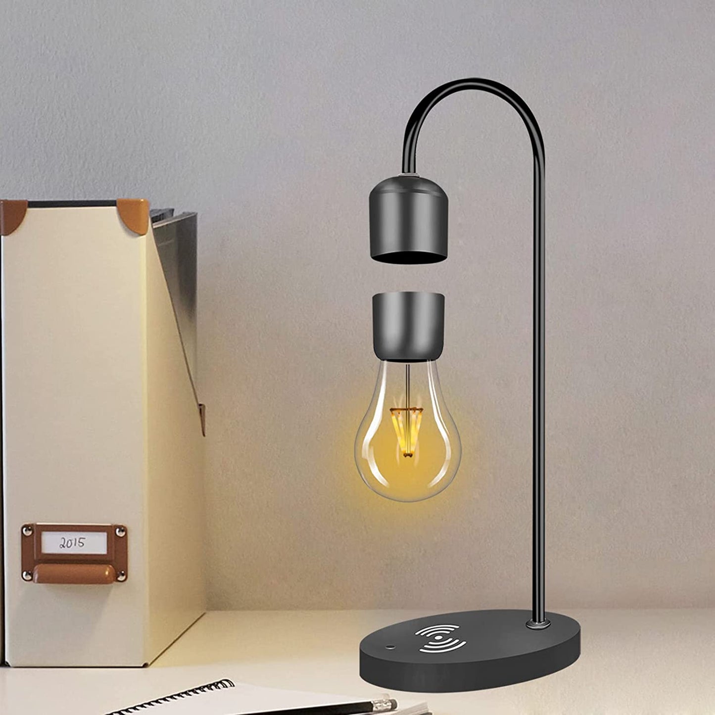 Magnetic Levitating Lamp & Wireless Phone Charger - Floating LED Bulb for Stunning Bedroom Decor & Perfect Christmas Gift!