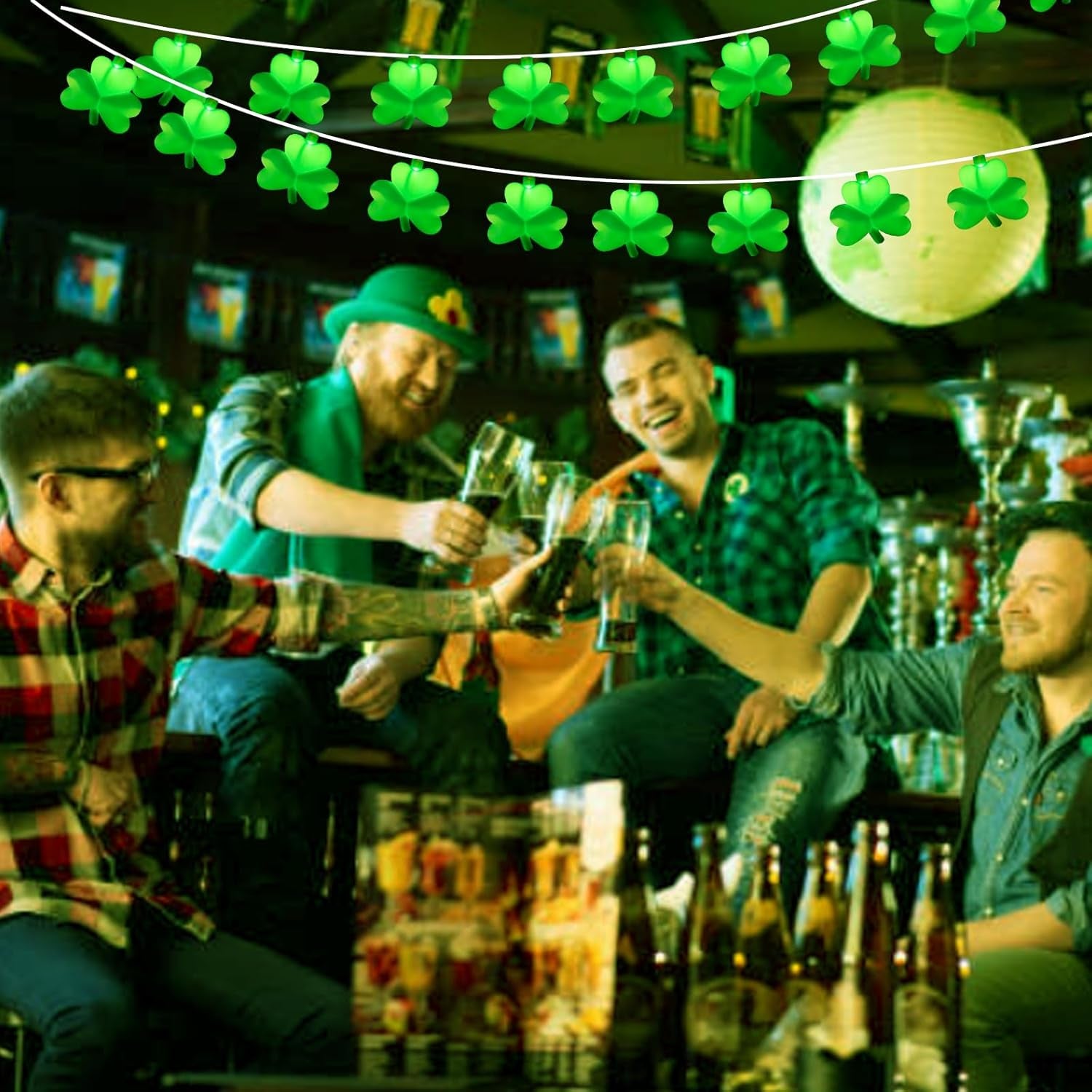 Light Up Your St. Patrick's Day with Festive 8.5Ft Shamrock String Lights! 🍀💚 Perfect for Parties, Bars, and Garden Decor!
