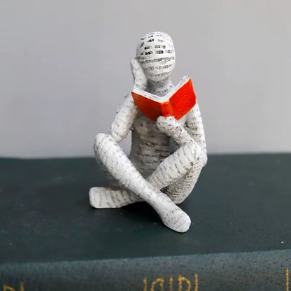 Elegant Woman Thinker Statue - Artistic Home & Office Decor, Perfect Gift for Book Lovers