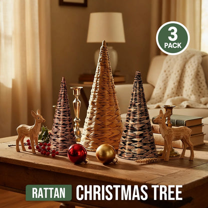 Tiny Tree Trio: The Wicker Wonder Christmas Edition for Minimalists Who Love Rustic Charm and Not Breaking Their Necks!