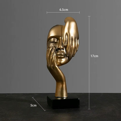 Elegant Nordic Resin Abstract Face Figurine - Luxury Desktop Sculpture for Home and Office Decor
