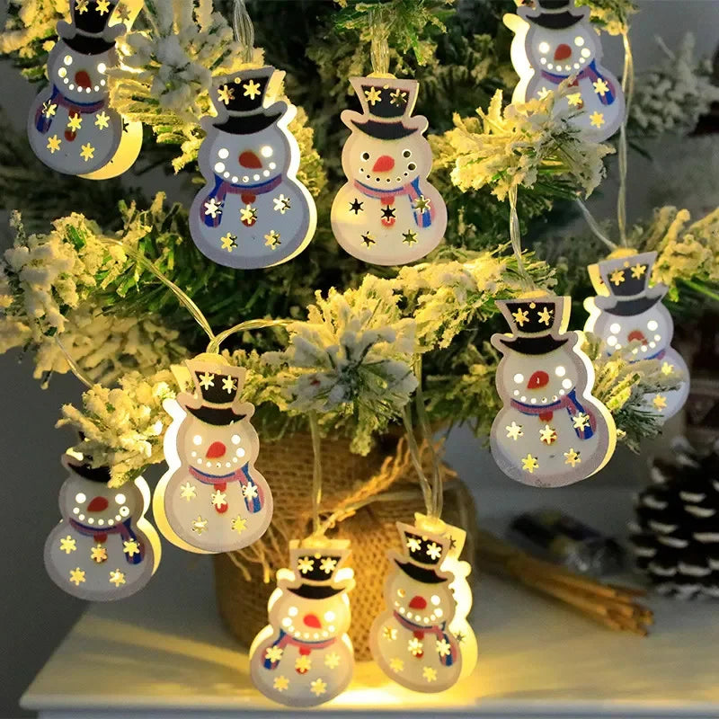 Festive LED String Lights - Santa, Elk & Snowman Christmas Ornaments for Holiday Decor & New Year Gifts