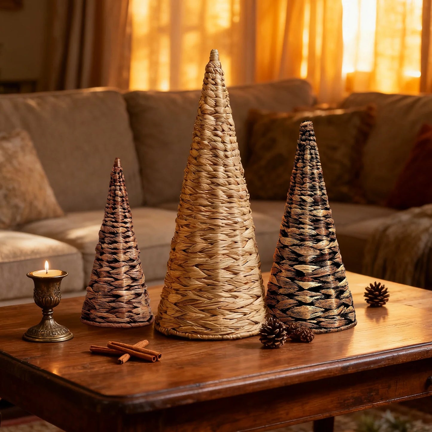 Tiny Tree Trio: The Wicker Wonder Christmas Edition for Minimalists Who Love Rustic Charm and Not Breaking Their Necks!