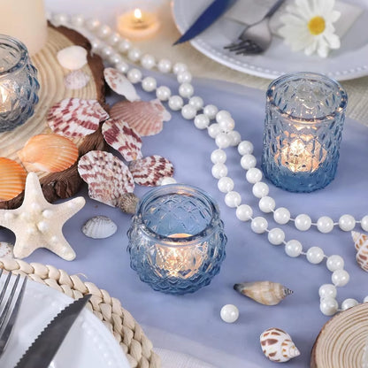 Elegant Blue Glass Votive Candle Holders - Set of 6 or 12 for Perfect Wedding and Party Table Decor