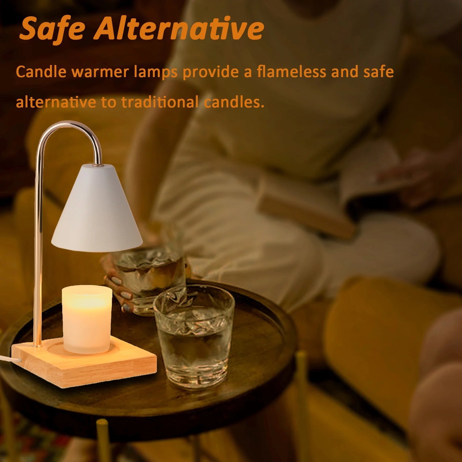 Light Up Your Space!✨ Dimmable Candle Warmer Lamp with Timer & Chic Wood Base 🕯️ Perfect for Melting Scented Wax & Candles! #HomeDecor #CozyVibes