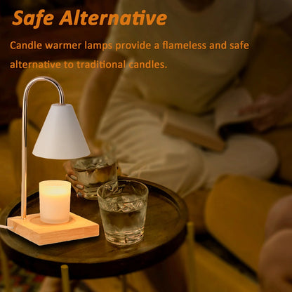 Light Up Your Space!✨ Dimmable Candle Warmer Lamp with Timer & Chic Wood Base 🕯️ Perfect for Melting Scented Wax & Candles! #HomeDecor #CozyVibes