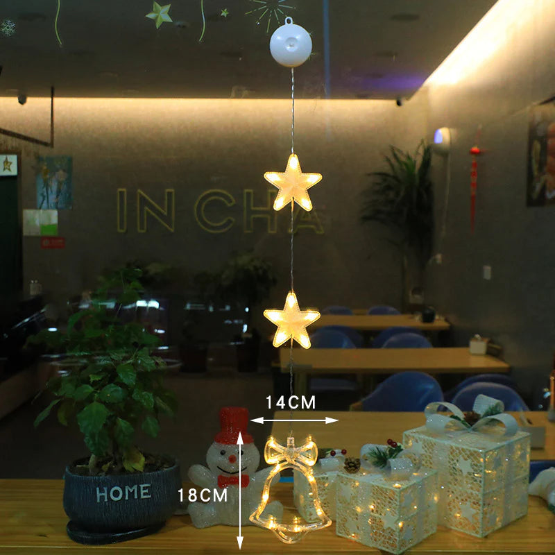 3-Piece LED Star Hanging Ornaments for Christmas - Window Decorations for Home & New Year Festivities