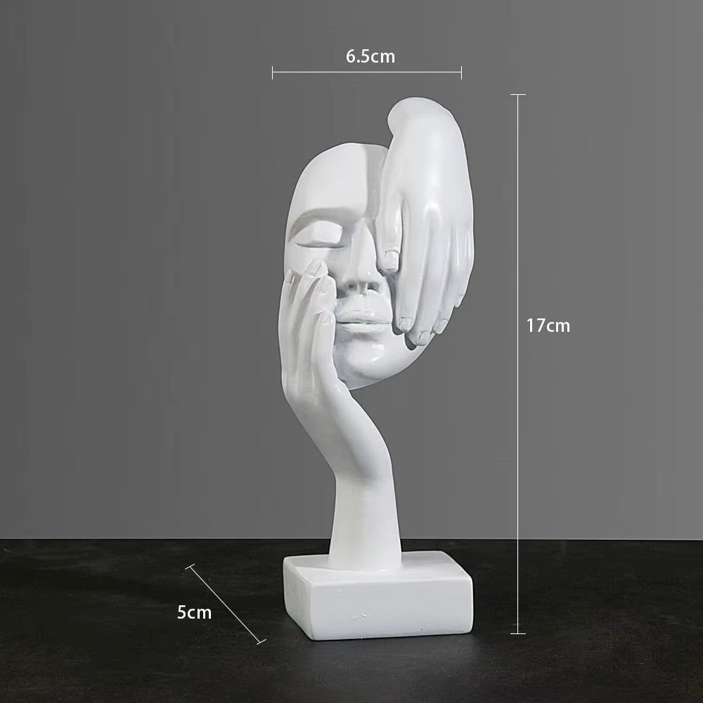 Elegant Nordic Resin Abstract Face Figurine - Luxury Desktop Sculpture for Home and Office Decor