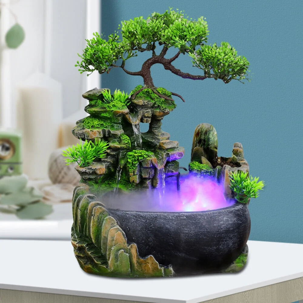 Rockery Fountain Waterfall Feng Shui Desktop Atomizing Humidifier Indoor Desk