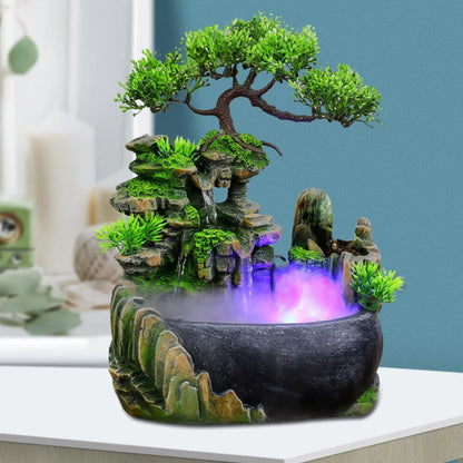 Rockery Fountain Waterfall Feng Shui Desktop Atomizing Humidifier Indoor Desk
