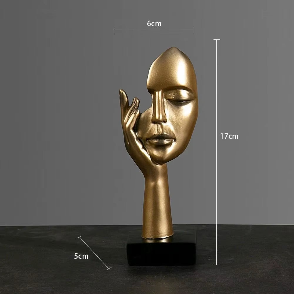Elegant Nordic Resin Abstract Face Figurine - Luxury Desktop Sculpture for Home and Office Decor