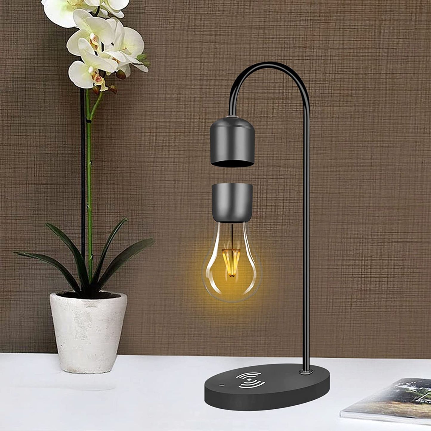 Magnetic Levitating Lamp & Wireless Phone Charger - Floating LED Bulb for Stunning Bedroom Decor & Perfect Christmas Gift!