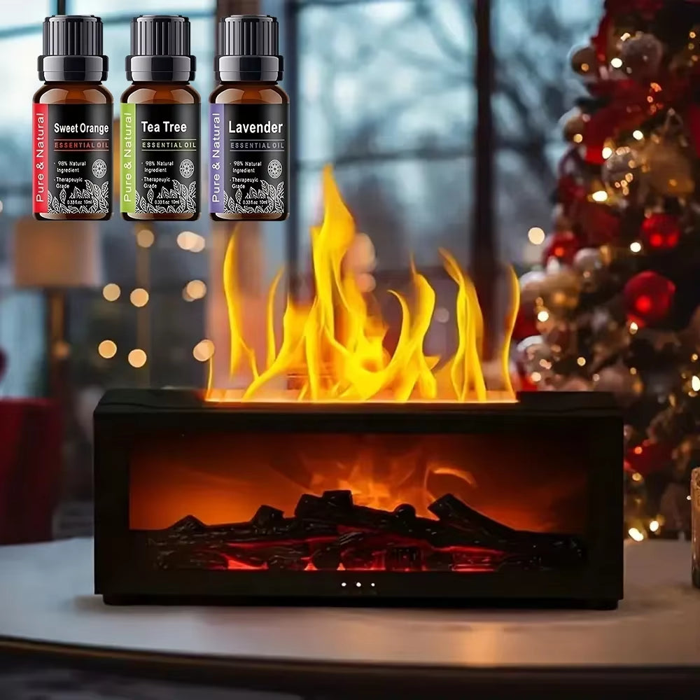 Cozy Charcoal Fireplace Aroma Diffuser & Air Humidifier with Timer Remote - Perfect Winter Home Essential!