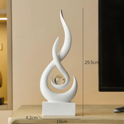 Modern Abstract Fire Resin Statue - Unique Desk Ornament for Home & Office Decor