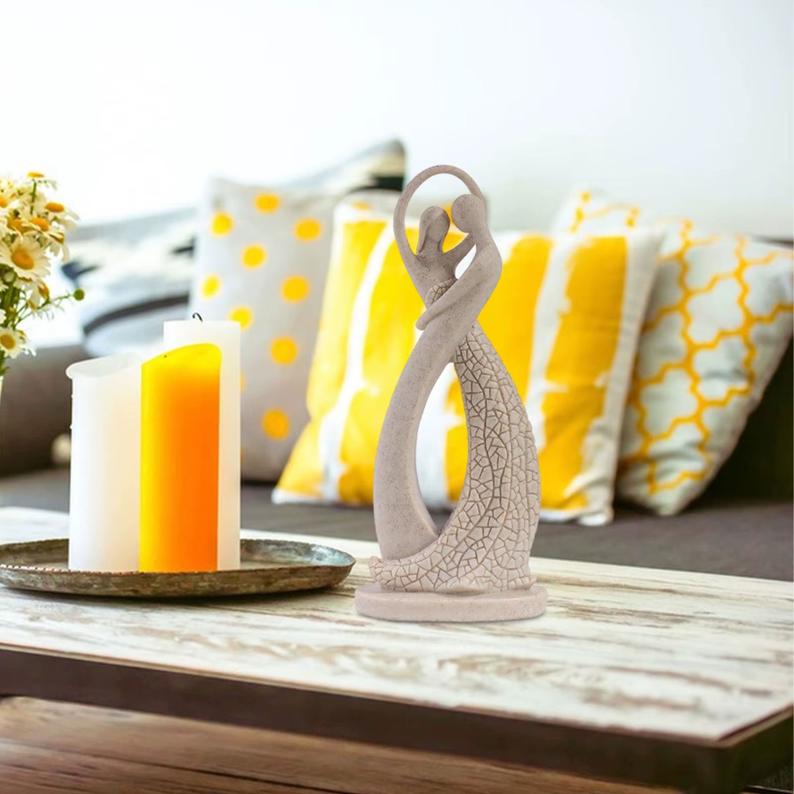 Modern Couples Abstract Statue - Perfect Valentine's Day Home Decor & Unique Tabletop Sculpture for Lovers