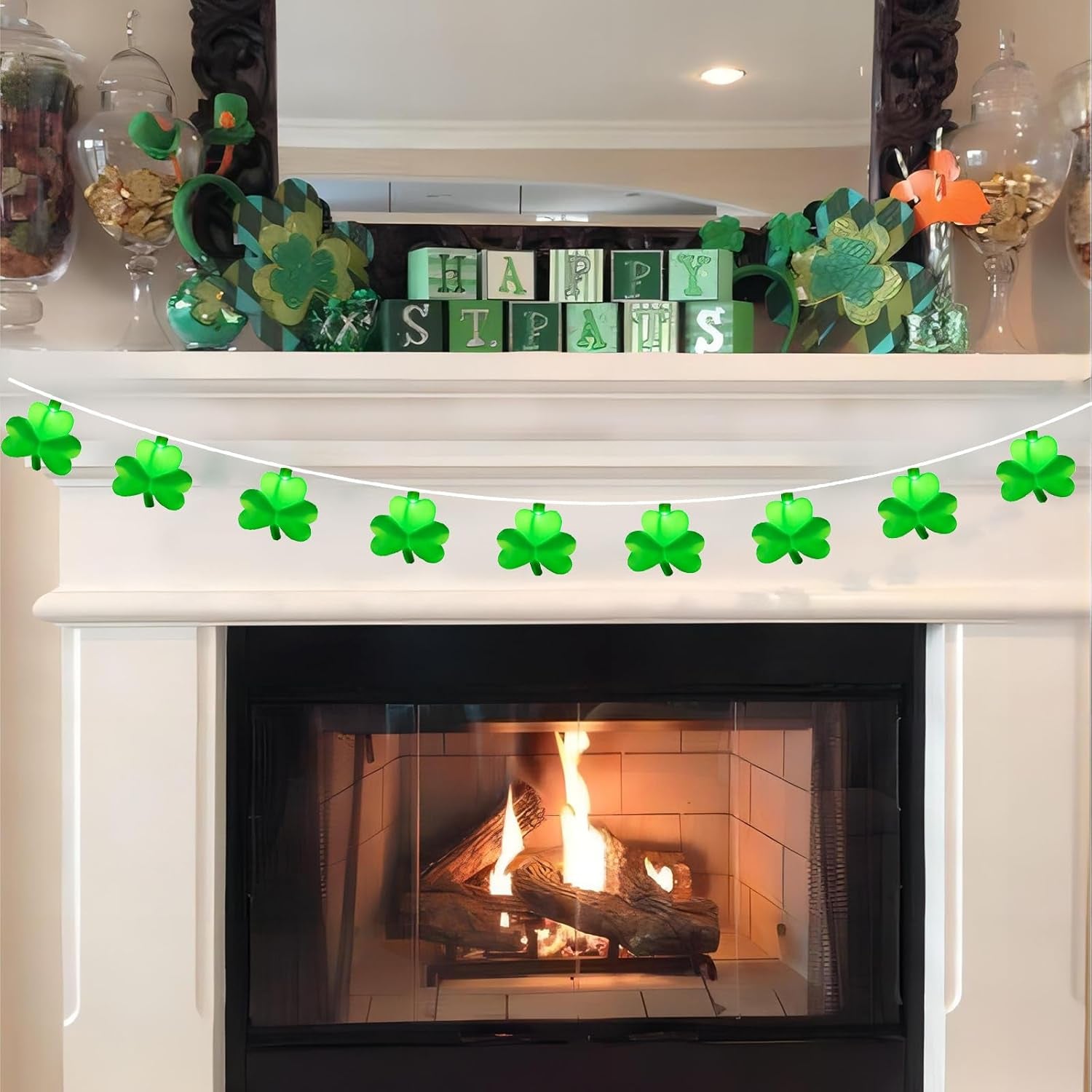Light Up Your St. Patrick's Day with Festive 8.5Ft Shamrock String Lights! 🍀💚 Perfect for Parties, Bars, and Garden Decor!