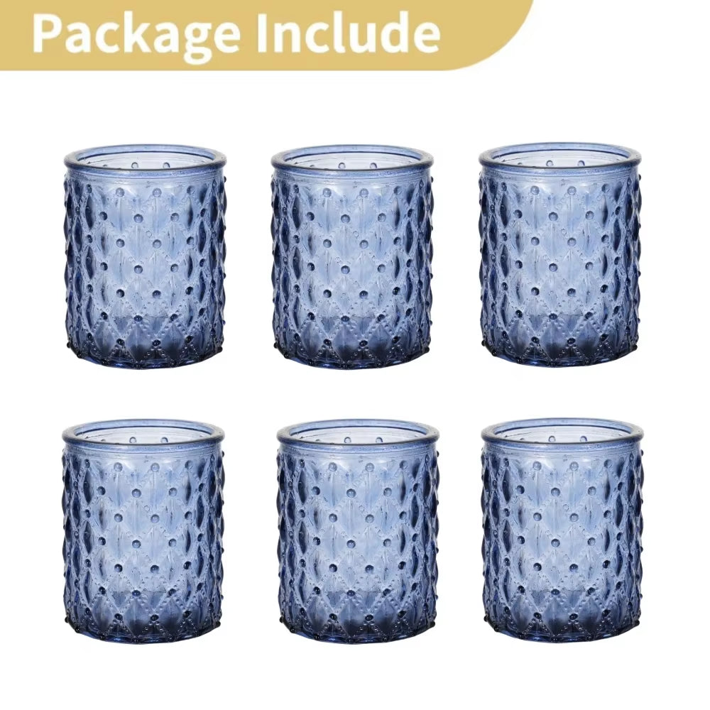 Elegant Blue Glass Votive Candle Holders - Set of 6 or 12 for Perfect Wedding and Party Table Decor