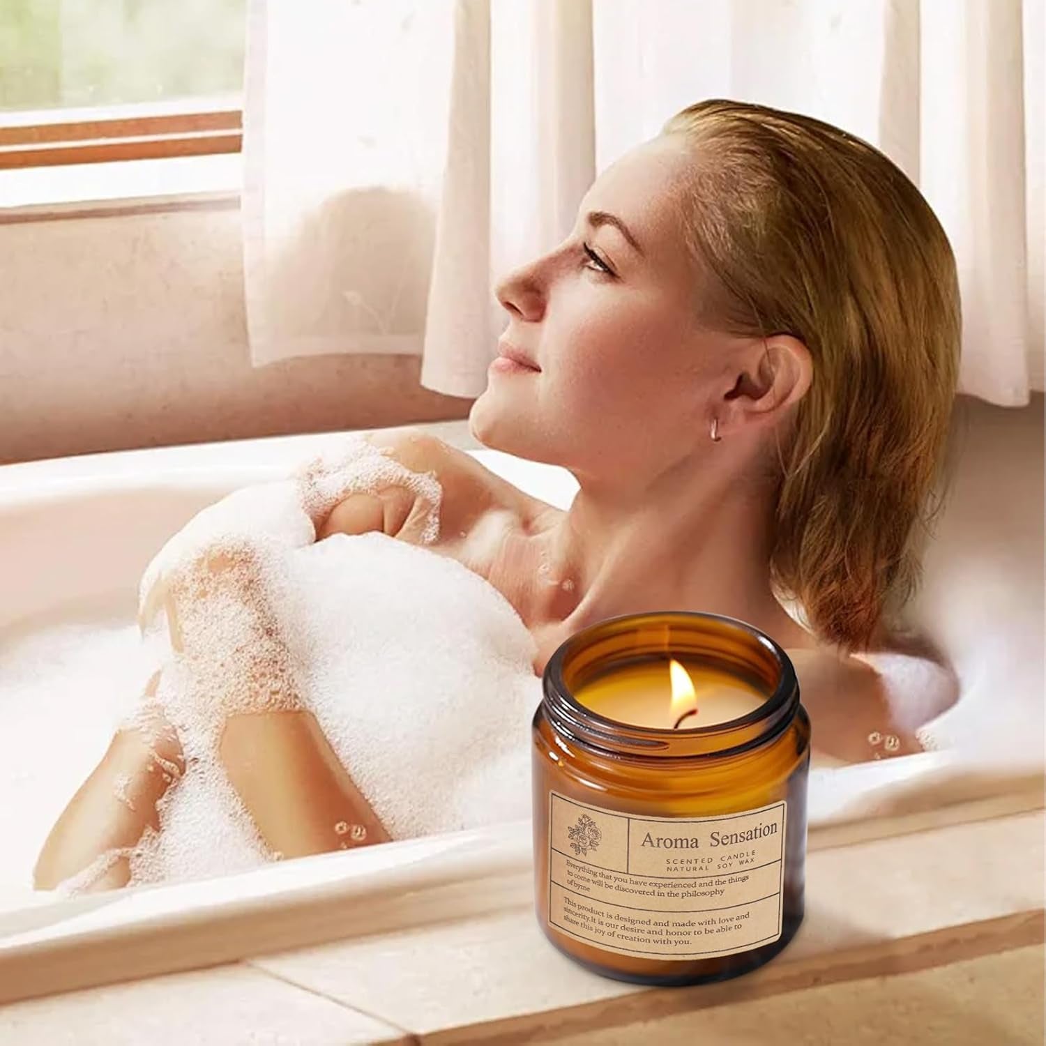 Relaxing Organic Lavender Candles - Non-Toxic Soy for Stress Relief & Meditation (7Oz)