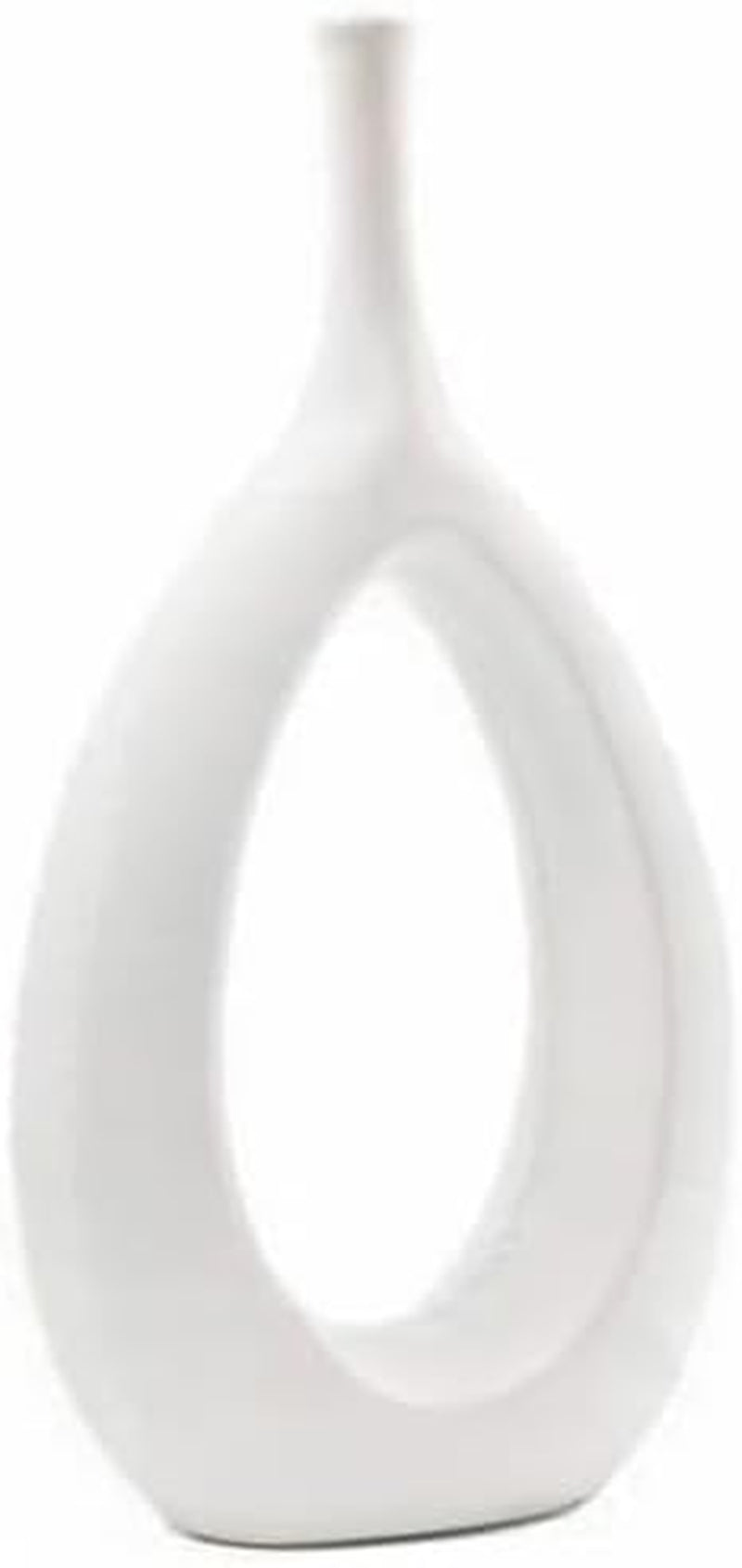 12-Inch White Ceramic Vase - Contemporary Home Decor for Living Room, Bedroom, and Kitchen