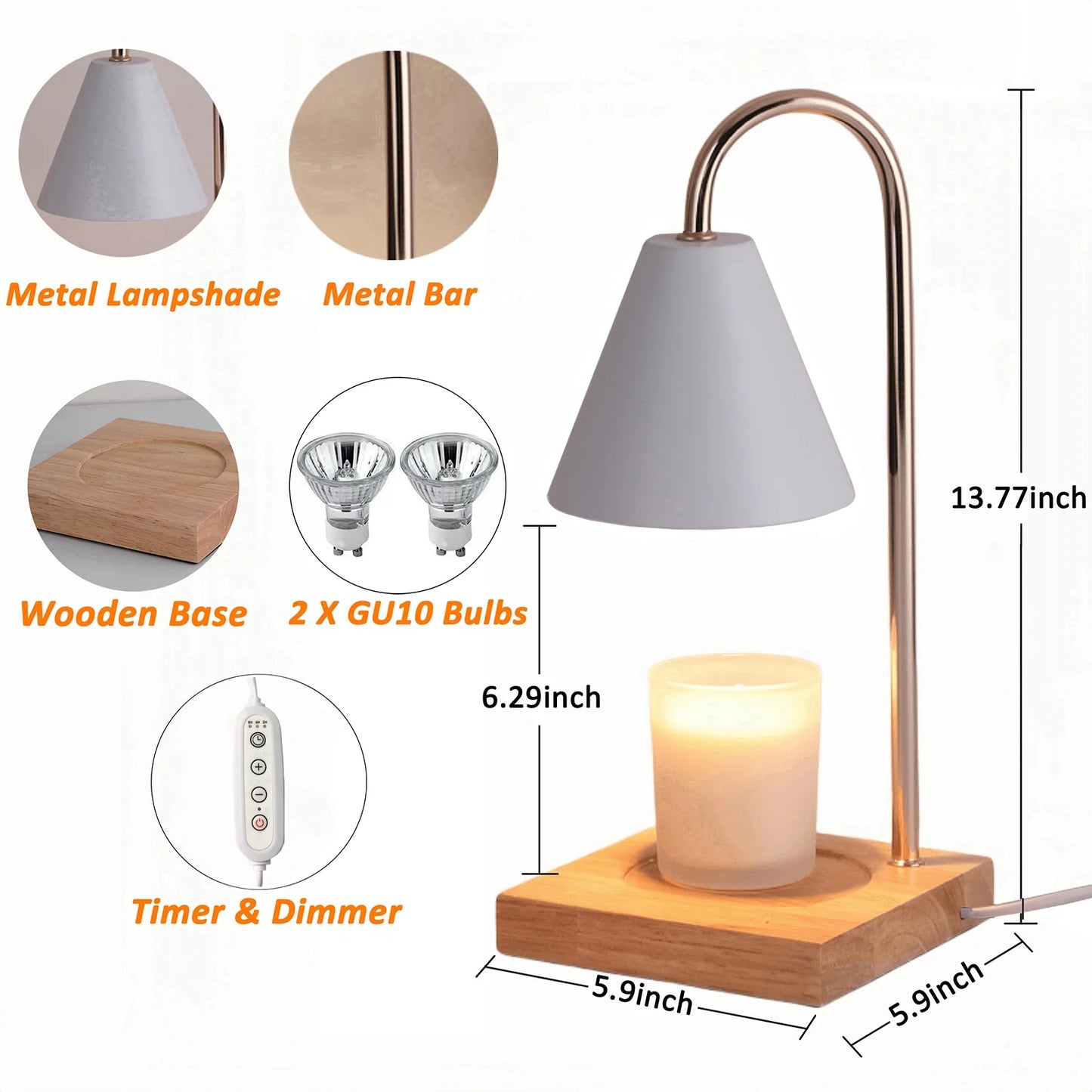 Light Up Your Space!✨ Dimmable Candle Warmer Lamp with Timer & Chic Wood Base 🕯️ Perfect for Melting Scented Wax & Candles! #HomeDecor #CozyVibes