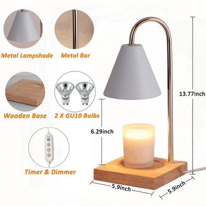 Light Up Your Space!✨ Dimmable Candle Warmer Lamp with Timer & Chic Wood Base 🕯️ Perfect for Melting Scented Wax & Candles! #HomeDecor #CozyVibes