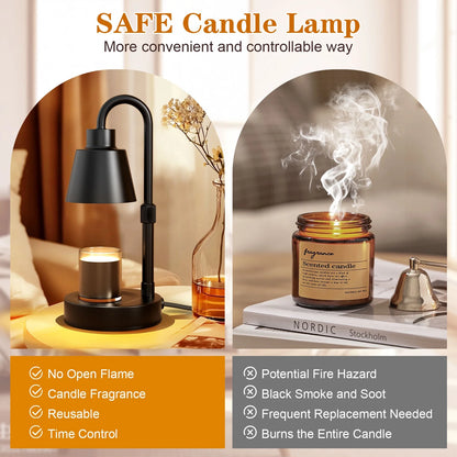 Elegant Candle Warmer Lamp with Timer & Dimmer - Perfect Gift for Mom - Includes 2 Bulbs for Jar Candles - Ideal Home Decor for Mother's Day & Christmas