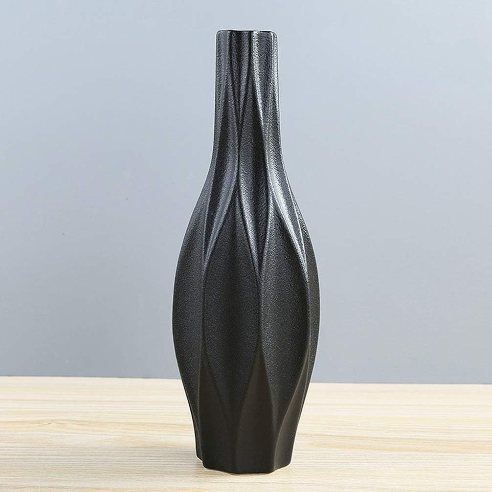 Elegant 15-Inch Black Ceramic Floor Vase for Stunning Home and Office Décor - Perfect for Weddings and Parties