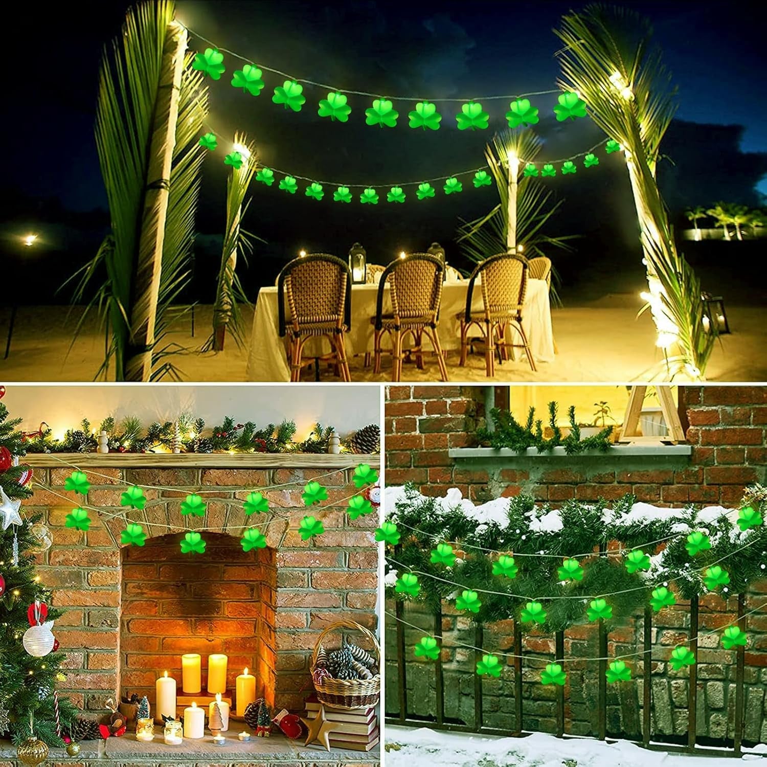 Light Up Your St. Patrick's Day with Festive 8.5Ft Shamrock String Lights! 🍀💚 Perfect for Parties, Bars, and Garden Decor!