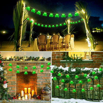 Light Up Your St. Patrick's Day with Festive 8.5Ft Shamrock String Lights! 🍀💚 Perfect for Parties, Bars, and Garden Decor!