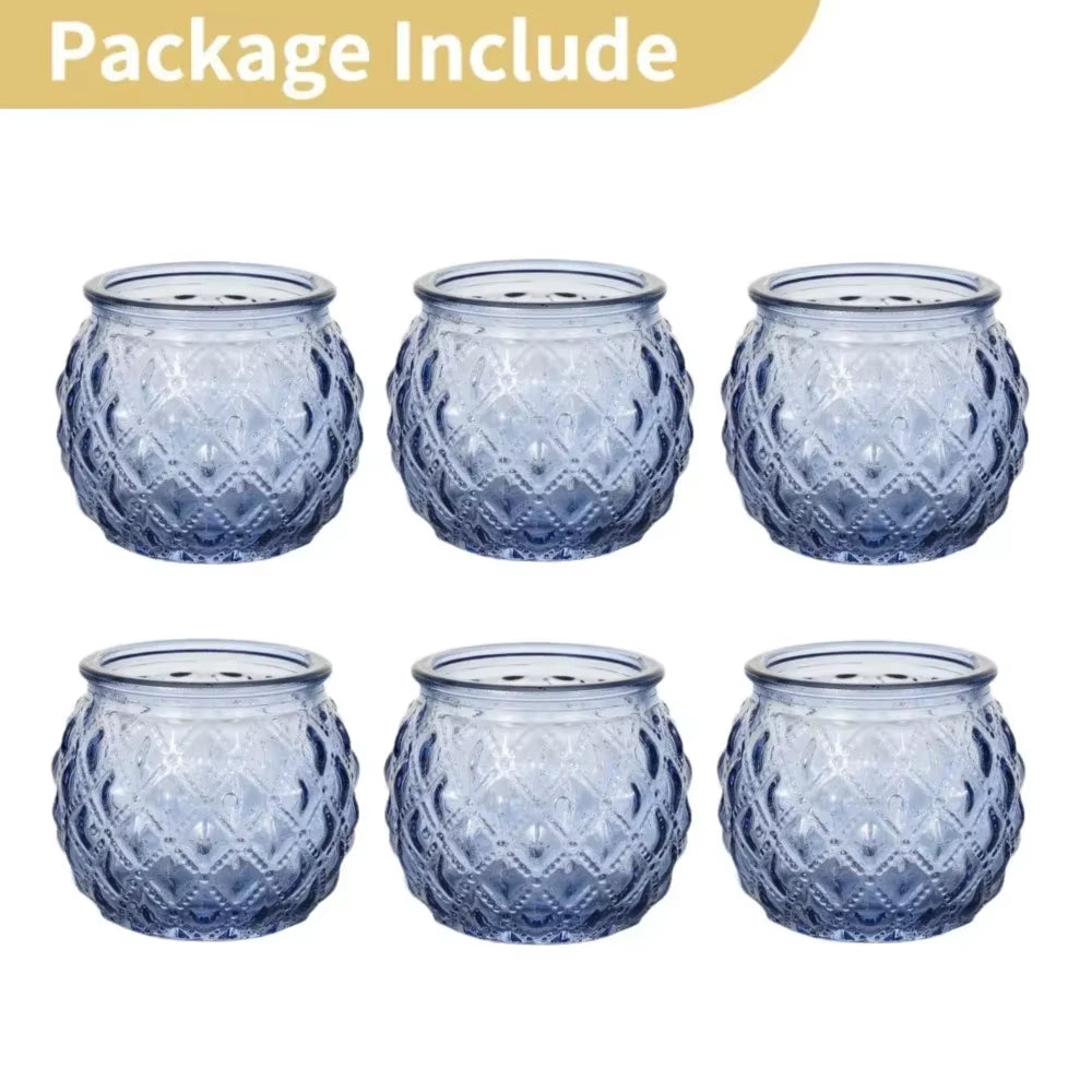 Elegant Blue Glass Votive Candle Holders - Set of 6 or 12 for Perfect Wedding and Party Table Decor