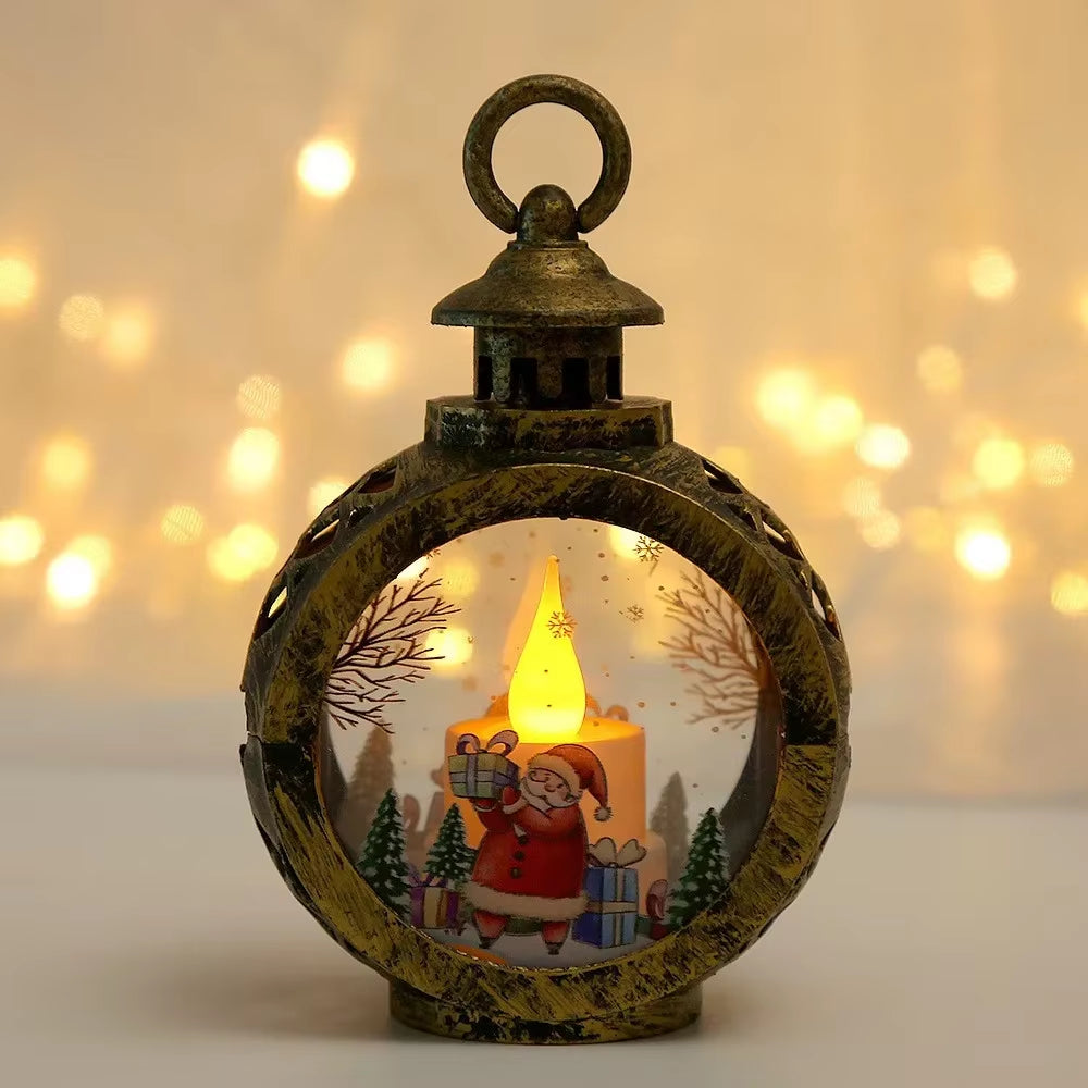 2025 LED Lamp Decor Christmas Portable Lantern Santa Claus Xmas Tree Wind Lights Pendant Navidad Christmas New Year Decoration