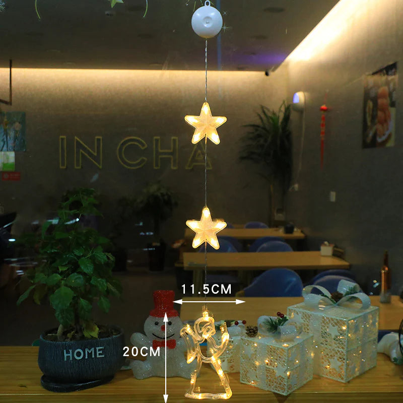 3-Piece LED Star Hanging Ornaments for Christmas - Window Decorations for Home & New Year Festivities