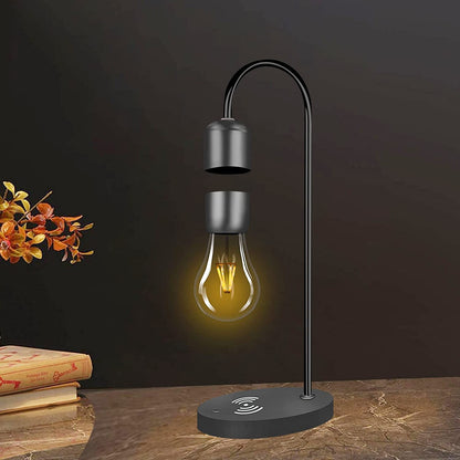Magnetic Levitating Lamp & Wireless Phone Charger - Floating LED Bulb for Stunning Bedroom Decor & Perfect Christmas Gift!