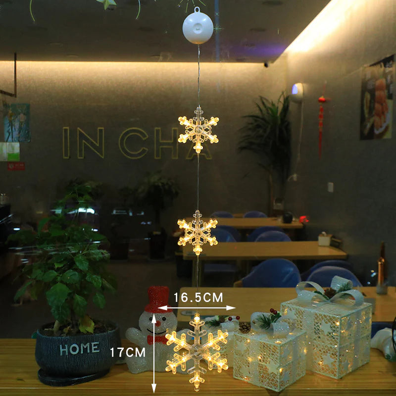 3-Piece LED Star Hanging Ornaments for Christmas - Window Decorations for Home & New Year Festivities