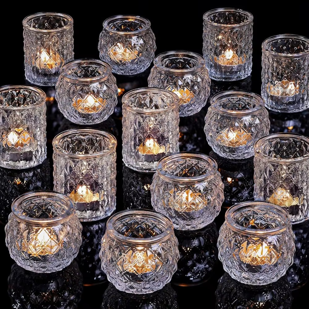 Elegant Blue Glass Votive Candle Holders - Set of 6 or 12 for Perfect Wedding and Party Table Decor