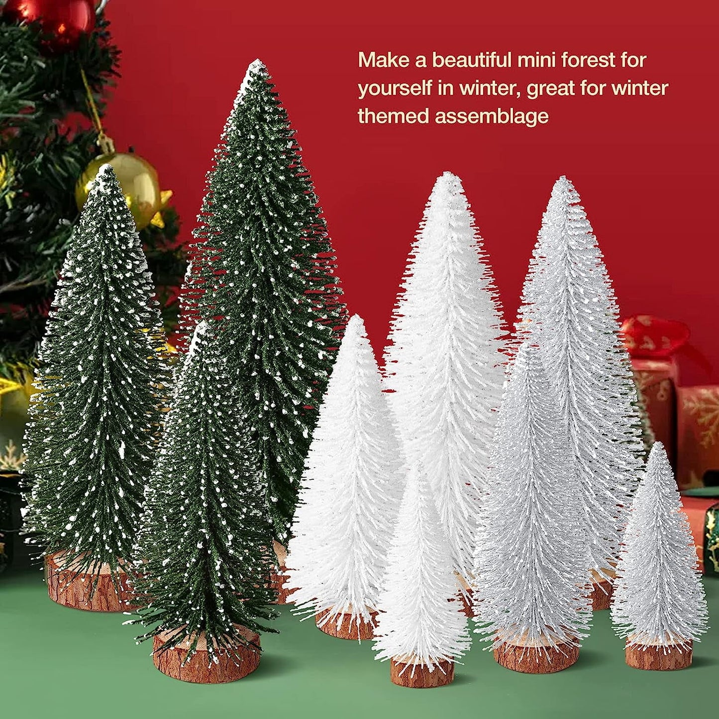 Mini Forest of Tiny Christmas Trees: The Only Family That Gets Along Without Ever Growing Up! (Includes 4 Sizes of Festive Foliage in Green, Silver, and White)