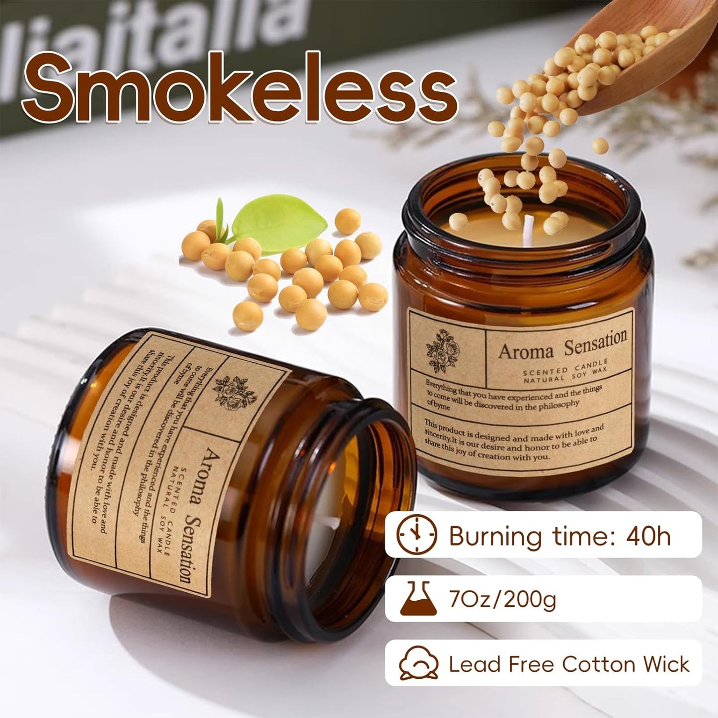 Relaxing Organic Lavender Candles - Non-Toxic Soy for Stress Relief & Meditation (7Oz)