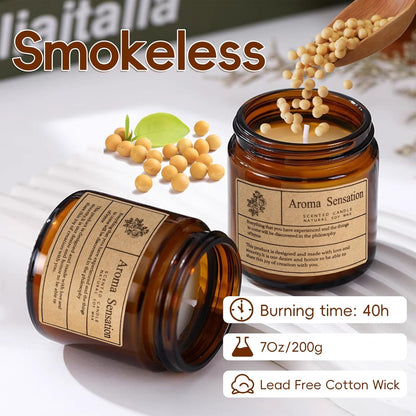 Relaxing Organic Lavender Candles - Non-Toxic Soy for Stress Relief & Meditation (7Oz)