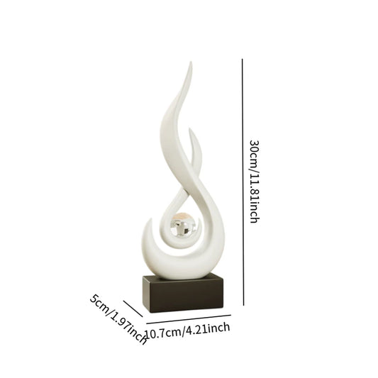 Modern Abstract Fire Resin Statue - Unique Desk Ornament for Home & Office Decor