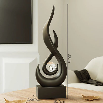 Modern Abstract Fire Resin Statue - Unique Desk Ornament for Home & Office Decor
