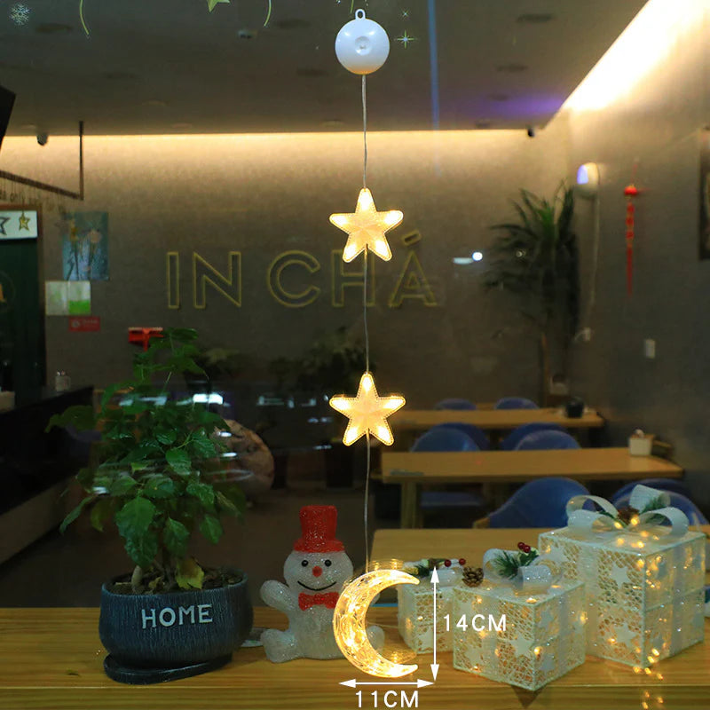 3-Piece LED Star Hanging Ornaments for Christmas - Window Decorations for Home & New Year Festivities