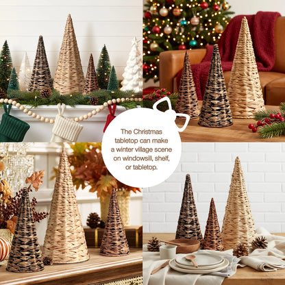 Tiny Tree Trio: The Wicker Wonder Christmas Edition for Minimalists Who Love Rustic Charm and Not Breaking Their Necks!