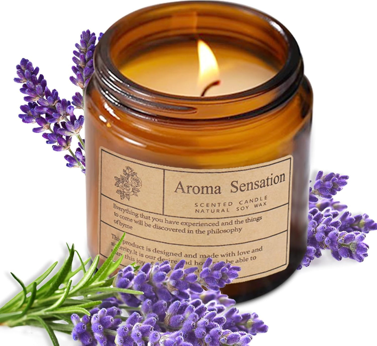 Relaxing Organic Lavender Candles - Non-Toxic Soy for Stress Relief & Meditation (7Oz)