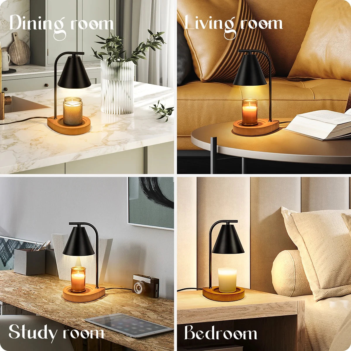 Illuminate Your Space with a Chic Black Candle Warmer Lamp - Includes 2 Eco-Friendly Bulbs! 🕯️✨