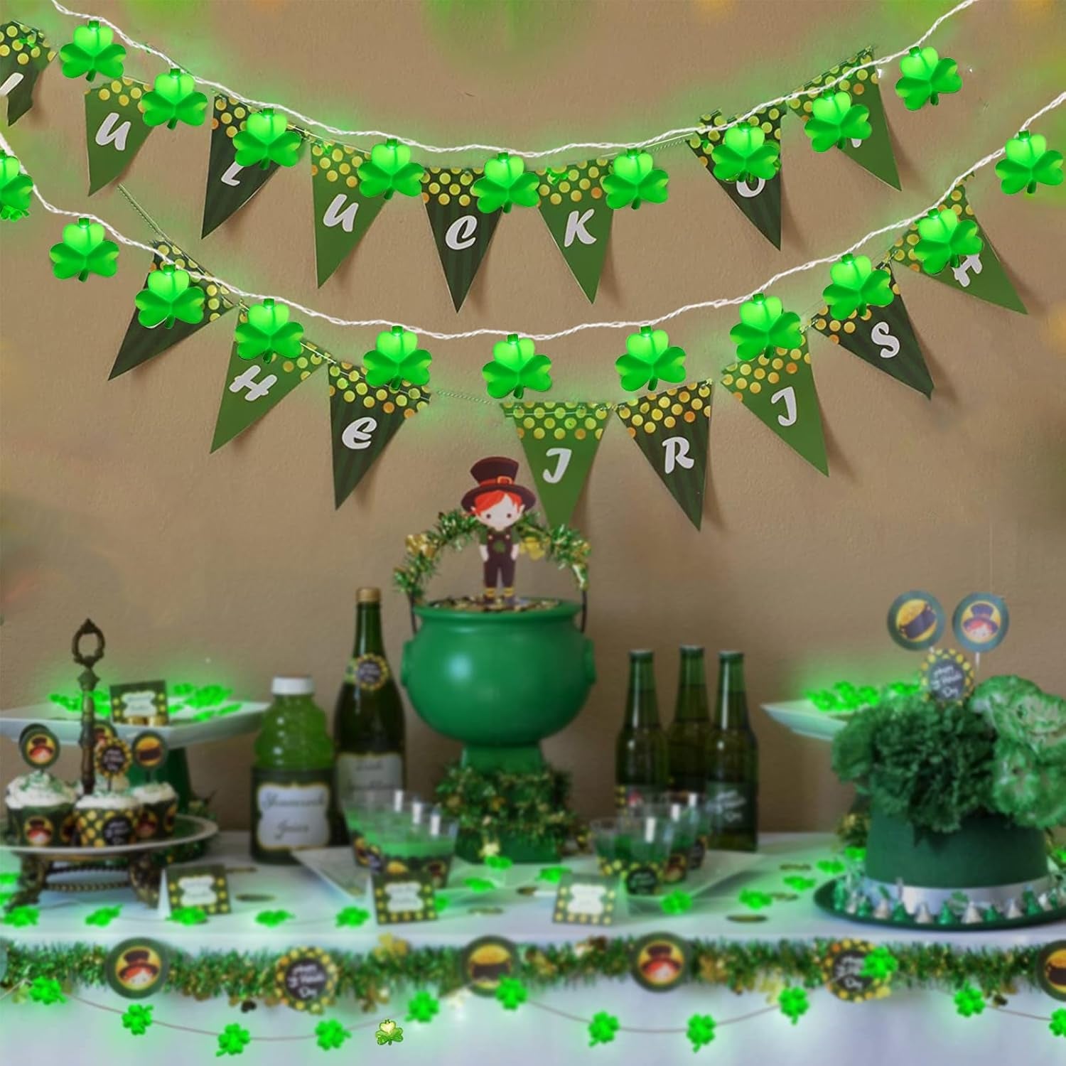 Light Up Your St. Patrick's Day with Festive 8.5Ft Shamrock String Lights! 🍀💚 Perfect for Parties, Bars, and Garden Decor!