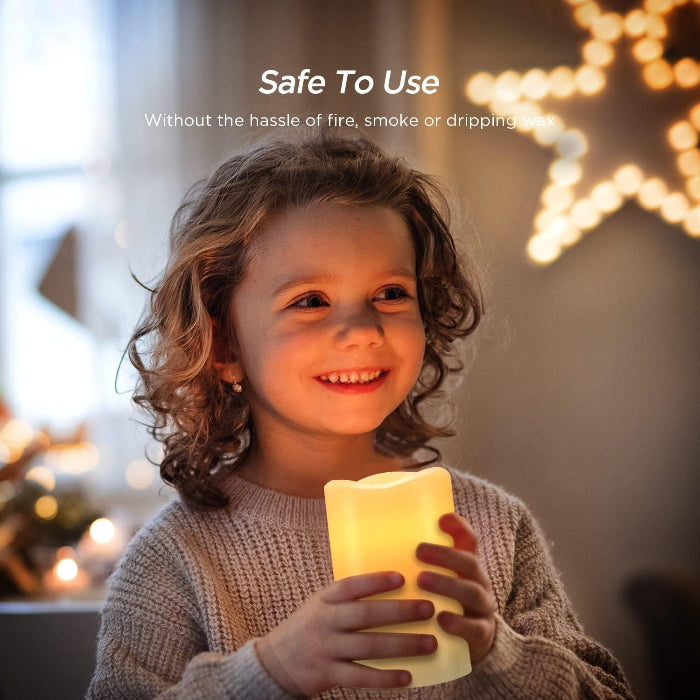 Flameless Candles Battery Operated Candles Set of 12 (D: 3" X H: 4") Real Wax Pillar Flickering Candles LED Flameless Candles with Remote and Timer Control (Ivory Color)