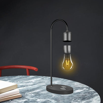 Magnetic Levitating Lamp & Wireless Phone Charger - Floating LED Bulb for Stunning Bedroom Decor & Perfect Christmas Gift!