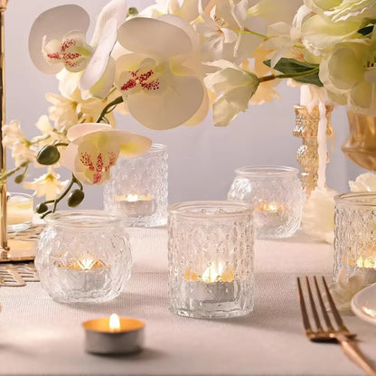Elegant Blue Glass Votive Candle Holders - Set of 6 or 12 for Perfect Wedding and Party Table Decor