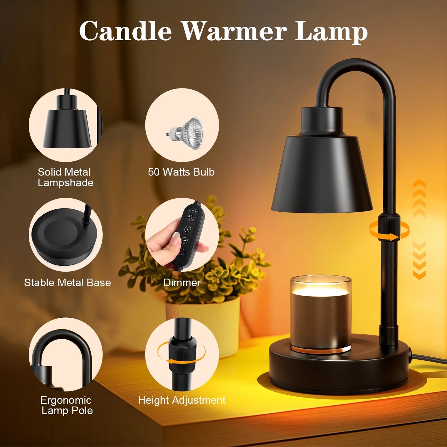 Elegant Candle Warmer Lamp with Timer & Dimmer - Perfect Gift for Mom - Includes 2 Bulbs for Jar Candles - Ideal Home Decor for Mother's Day & Christmas